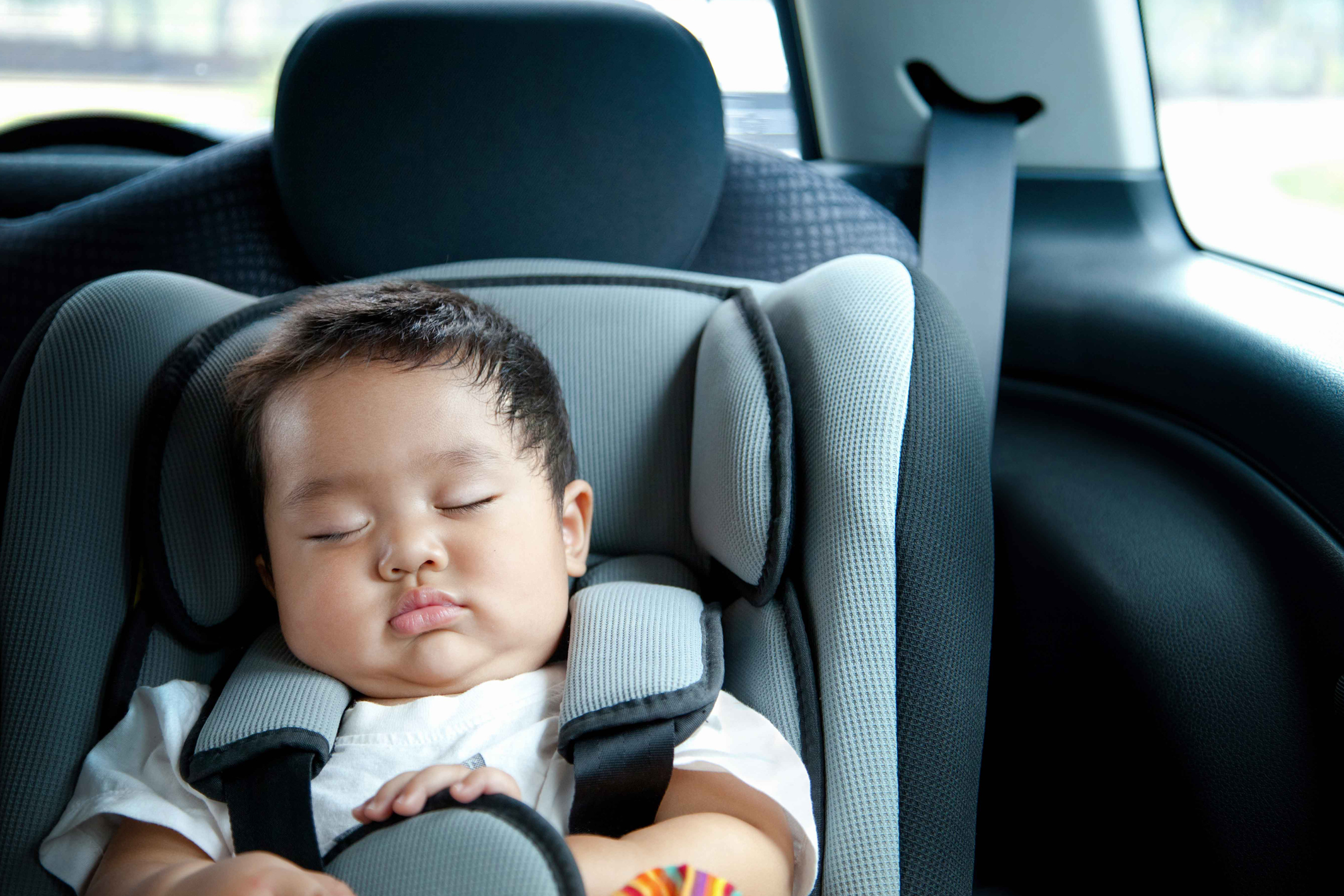 sleeping baby in car