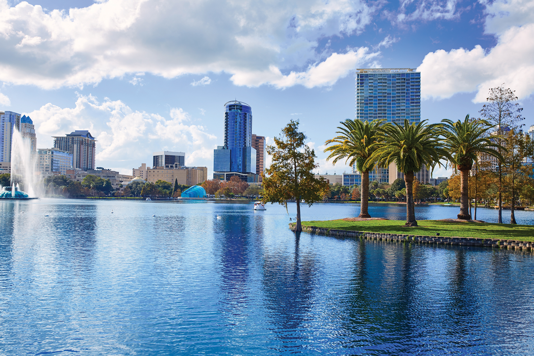 Water and palm trees in Orlando, Florida