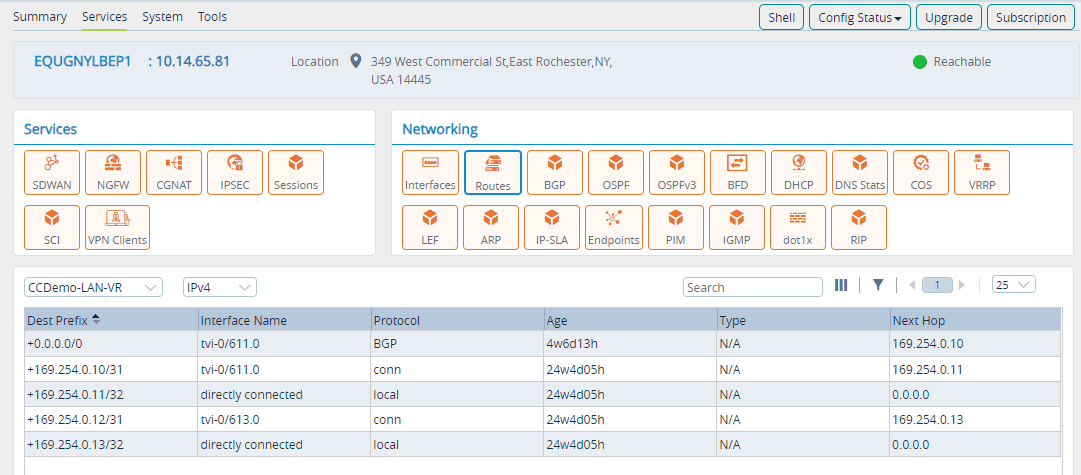configured routes view