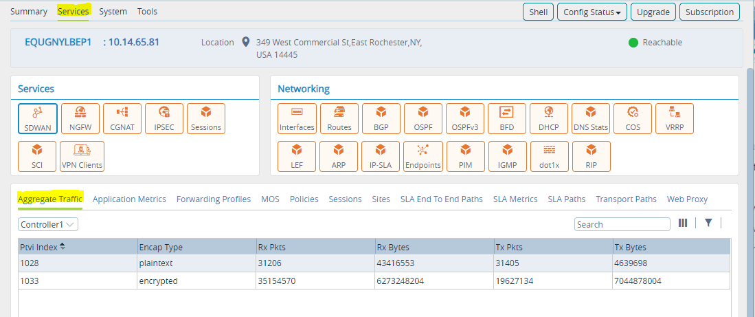 services tab overview